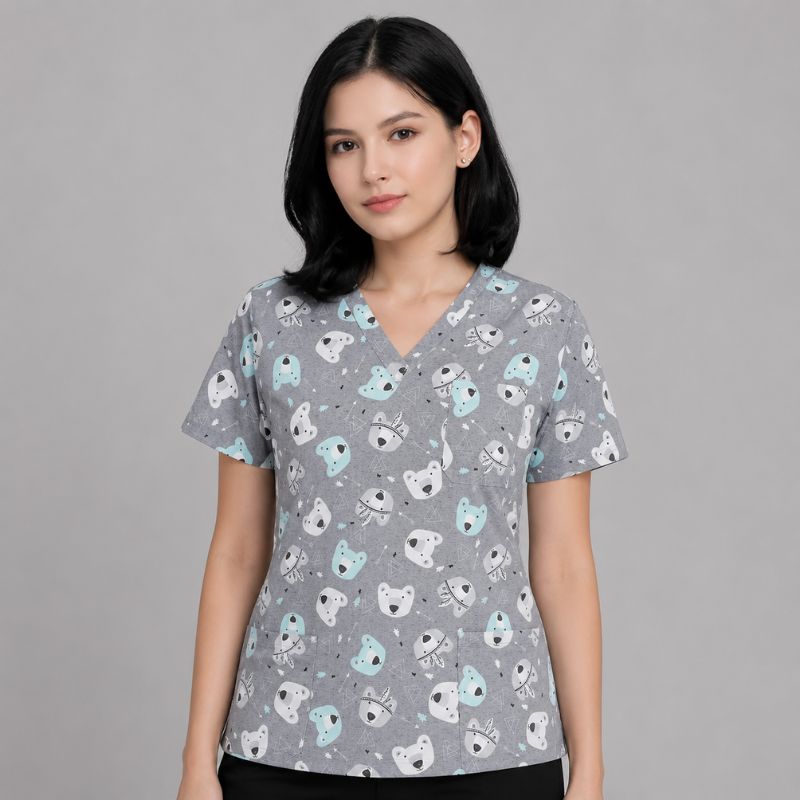 Women's Cotton Printed Animal Scrub Top - product image 1