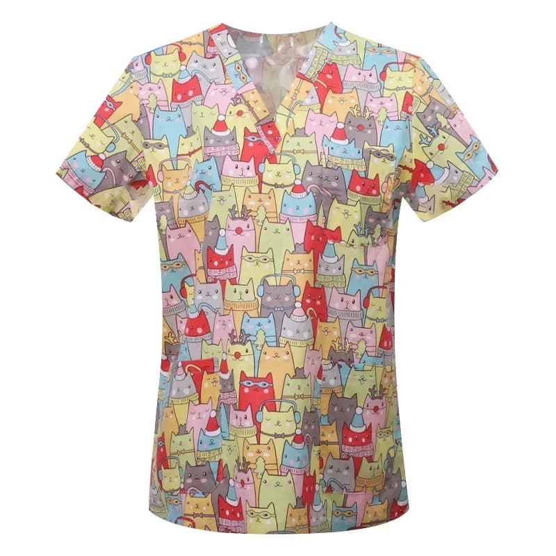 Women's Cotton Printed Animal Scrub Top - product image 5