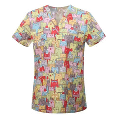 Women's Cotton Printed Animal Scrub Top - product image 5