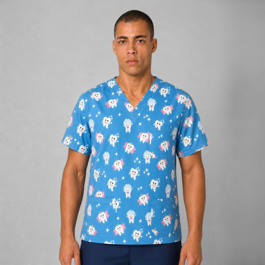 Men's Printed Dentistry Scrub Top