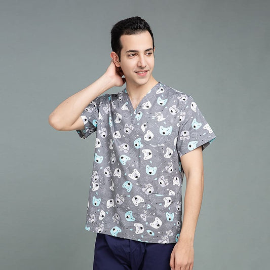 Men's Cotton Printed Animal Scrub Top - product image 1