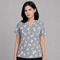 Women's Cotton Printed Animal Scrub Top - product image 1