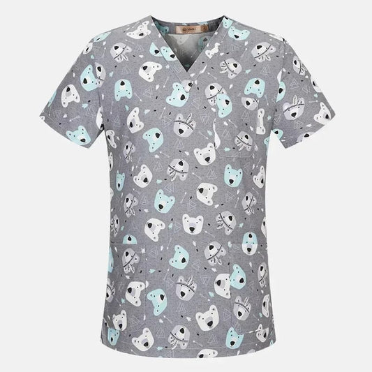 Women's Cotton Printed Animal Scrub Top - product image 2
