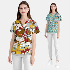 Women's Cotton Printed Animal Scrub Top - product image 4