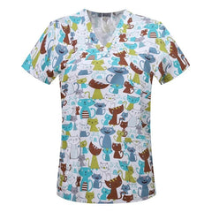 Women's Cotton Printed Animal Scrub Top - product image 7