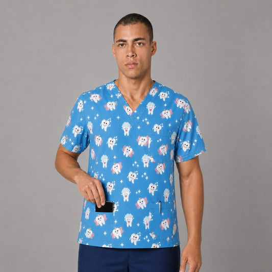 Men's Printed Dentistry Scrub Top