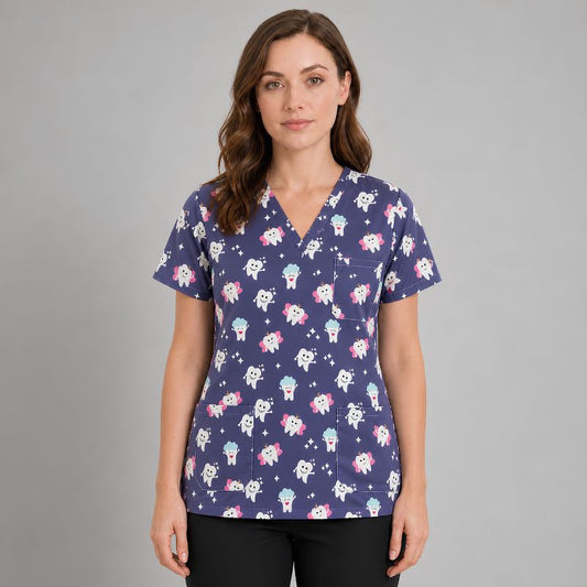 Women's Printed Dentistry Scrub Top